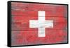 Switzerland Country Flag - Barnwood Painting-Lantern Press-Framed Stretched Canvas