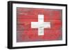 Switzerland Country Flag - Barnwood Painting-Lantern Press-Framed Art Print