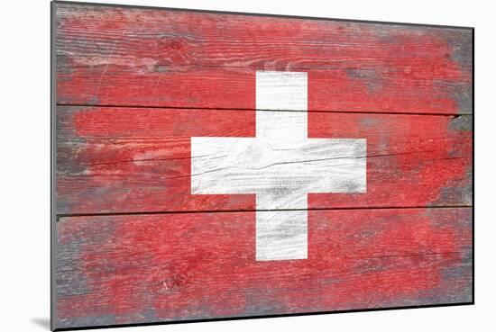 Switzerland Country Flag - Barnwood Painting-Lantern Press-Mounted Art Print