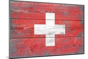 Switzerland Country Flag - Barnwood Painting-Lantern Press-Mounted Art Print