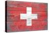 Switzerland Country Flag - Barnwood Painting-Lantern Press-Stretched Canvas