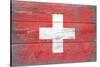 Switzerland Country Flag - Barnwood Painting-Lantern Press-Stretched Canvas