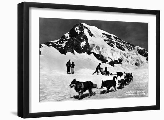 Switzerland - Dogsledding at Jungfraujoch-Lantern Press-Framed Art Print