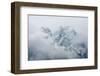 Switzerland, Engadine, view from Pontresina, mountains, fog,-Christine Meder stage-art.de-Framed Photographic Print