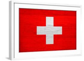 Switzerland Flag Design with Wood Patterning - Flags of the World Series-Philippe Hugonnard-Framed Art Print