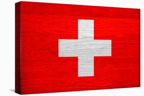 Switzerland Flag Design with Wood Patterning - Flags of the World Series-Philippe Hugonnard-Stretched Canvas