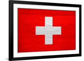 Switzerland Flag Design with Wood Patterning - Flags of the World Series-Philippe Hugonnard-Framed Art Print