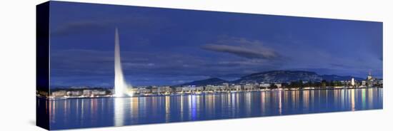 Switzerland, Geneva, Lake Geneva / Lac Leman and Jet D'Eau Fountain-Michele Falzone-Stretched Canvas