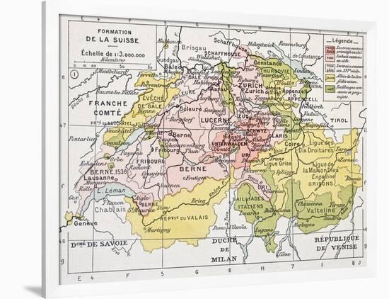 Switzerland Historical Development Old Map-marzolino-Framed Art Print