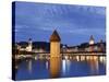Switzerland, Lucern (Luzern), Chapel Bridge and River Reuss-Michele Falzone-Stretched Canvas