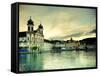 Switzerland, Lucern (Luzern), Jesuit Church and River Reuss-Michele Falzone-Framed Stretched Canvas