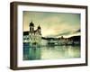 Switzerland, Lucern (Luzern), Jesuit Church and River Reuss-Michele Falzone-Framed Photographic Print