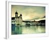 Switzerland, Lucern (Luzern), Jesuit Church and River Reuss-Michele Falzone-Framed Photographic Print