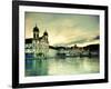 Switzerland, Lucern (Luzern), Jesuit Church and River Reuss-Michele Falzone-Framed Photographic Print