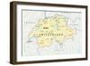 Switzerland Political Map-Peter Hermes Furian-Framed Art Print