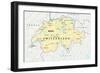 Switzerland Political Map-Peter Hermes Furian-Framed Art Print