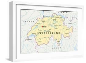 Switzerland Political Map-Peter Hermes Furian-Framed Art Print