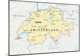 Switzerland Political Map-Peter Hermes Furian-Mounted Art Print