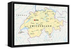 Switzerland Political Map-Peter Hermes Furian-Framed Stretched Canvas