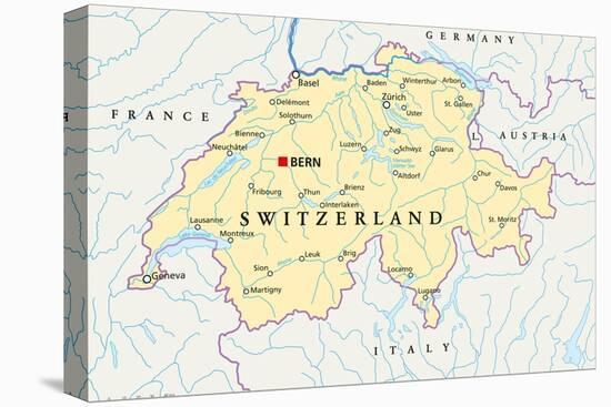 Switzerland Political Map-Peter Hermes Furian-Stretched Canvas