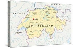 Switzerland Political Map-Peter Hermes Furian-Stretched Canvas