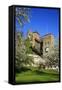 Switzerland, Spring in Fribourg on the Sarine River, Cats Tower and Berne Gate-Uwe Steffens-Framed Stretched Canvas