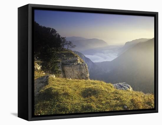 Switzerland, Swiss Jura, Creux Du Van, View from the Edge of the Creux Du Vans-Andreas Keil-Framed Stretched Canvas
