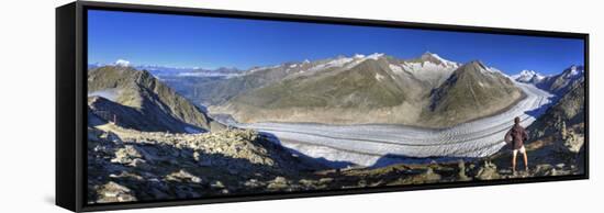 Switzerland, Valais, Jungfrau Region, Aletsch Glacier from Mt; Eggishorn (Unesco Site)-Michele Falzone-Framed Stretched Canvas