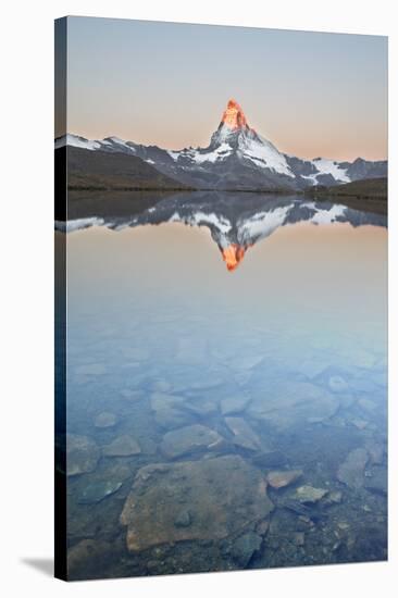 Switzerland, Valais, the Summit of the Matterhorn Reflected in Stellisee During a Relaxing Sunrise-Fortunato Gatto-Stretched Canvas