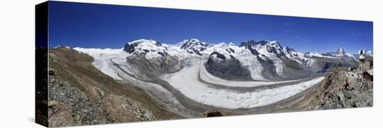 Switzerland, Valais, Zermatt, Gornergrat Mountain, Monte Rosa and Glaciers-Michele Falzone-Stretched Canvas