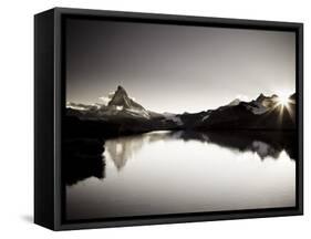 Switzerland, Valais, Zermatt, Lake Stelli and Matterhorn (Cervin) Peak-Michele Falzone-Framed Stretched Canvas