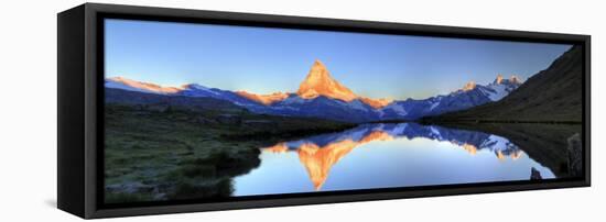 Switzerland, Valais, Zermatt, Lake Stelli and Matterhorn (Cervin) Peak-Michele Falzone-Framed Stretched Canvas