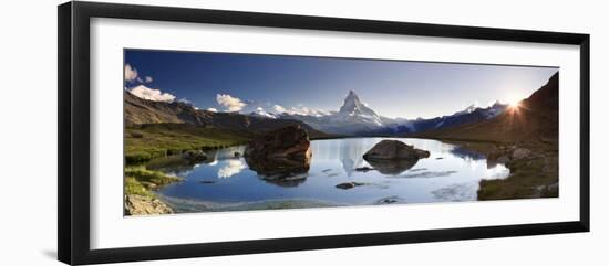 Switzerland, Valais, Zermatt, Lake Stelli and Matterhorn (Cervin) Peak-Michele Falzone-Framed Photographic Print