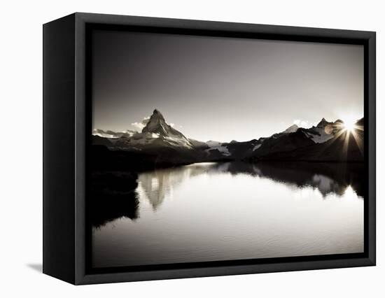 Switzerland, Valais, Zermatt, Lake Stelli and Matterhorn (Cervin) Peak-Michele Falzone-Framed Stretched Canvas