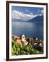 Switzerland, Vaud, Lavaux Vineyards, St; Saphorin Village and Lac Leman / Lake Geneva-Michele Falzone-Framed Photographic Print