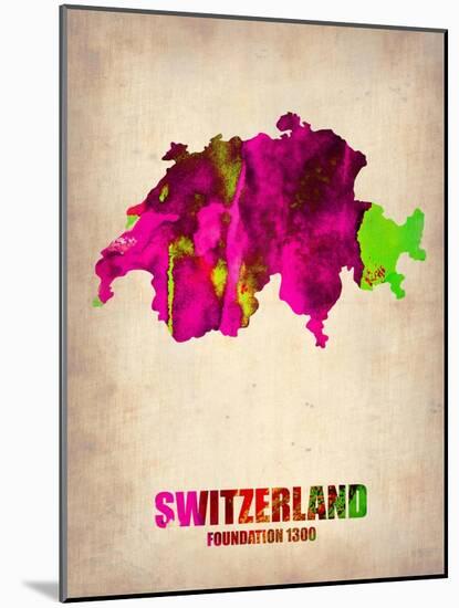 Switzerland Watercolor Map-NaxArt-Mounted Art Print