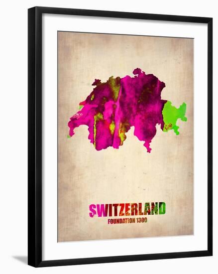 Switzerland Watercolor Map-NaxArt-Framed Art Print