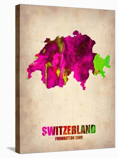 Switzerland Watercolor Map-NaxArt-Stretched Canvas