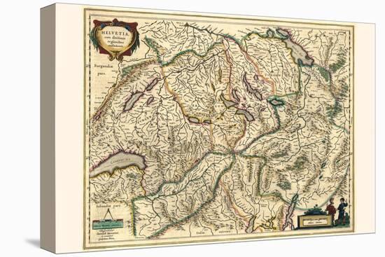 Switzerland, With Neighboring Confederated Territories-Willem Janszoon Blaeu-Stretched Canvas