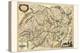 Switzerland, With Neighboring Confederated Territories-Willem Janszoon Blaeu-Stretched Canvas