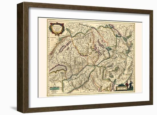 Switzerland, With Neighboring Confederated Territories-Willem Janszoon Blaeu-Framed Art Print