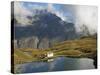 Switzerland, Zermatt, Schwarzsee, Chapel of Maria Zum Schnee Reflected in Schwarzsee-Jamie And Judy Wild-Stretched Canvas