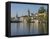 Switzerland, Zurich, Limmat River and Historic Lindenhof Area-Jamie And Judy Wild-Framed Stretched Canvas