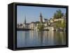 Switzerland, Zurich, Limmat River and Historic Lindenhof Area-Jamie And Judy Wild-Framed Stretched Canvas