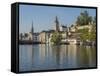 Switzerland, Zurich, Limmat River and Historic Lindenhof Area-Jamie And Judy Wild-Framed Stretched Canvas