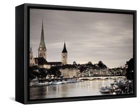 Switzerland, Zurich, Old Town and Limmat River-Michele Falzone-Framed Stretched Canvas