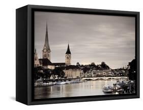 Switzerland, Zurich, Old Town and Limmat River-Michele Falzone-Framed Stretched Canvas