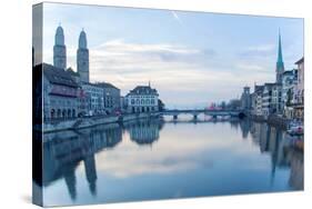 Switzerland, Zurich. Zurich Historic Quarter over the Limmat River.-Ken Scicluna-Stretched Canvas