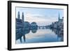 Switzerland, Zurich. Zurich Historic Quarter over the Limmat River.-Ken Scicluna-Framed Photographic Print