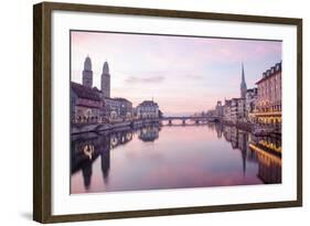 Switzerland, Zurich. Zurich Historic Quarter over the Limmat River.-Ken Scicluna-Framed Photographic Print